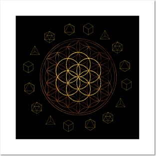 Sacred Geometry Flower of Life Platonic Posters and Art